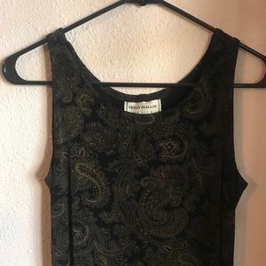 Molly Malloy Petite 90s Paisley Black and Brown Dress